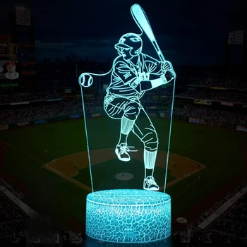 Nighdn Beisbolo Man 3D Iliuziją, Lempa, LED Nakties Šviesos USB Stalo Lempos, Gimtadienis, Kalėdos, Dovanos Sporto Mėgėjams Berniukai, Mergaites, Vaikai