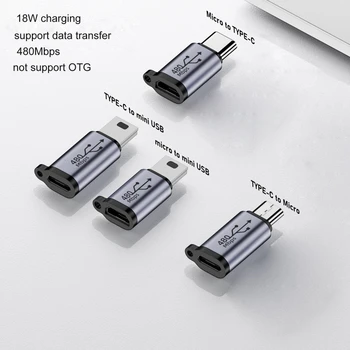 Micro USB į Mini USB Tipo C Adapteris moterį, Micro Usb Vyrų Keitiklio Jungtis Aliuminio Lydinio Dropship