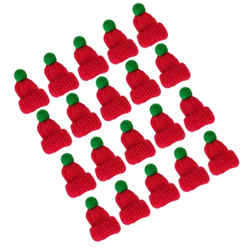 20 Vnt. Mini Kepuraitė Dekoro Drabužių Kūrybos Mezgimo Reikmenys Reikmenys, Papuošalai Kalėdų Vilnos Santa Miniture