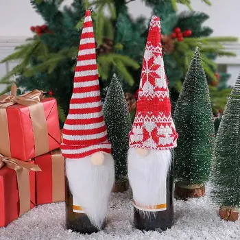 Kalėdinis Vyno Butelis Padengti Mielas Gnome Beveidis Lėlės Šampano Butelio Dangtelį Dress Up Kalėdų Helovinas Apdailos