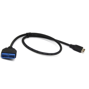 1 VNT USB 3.1 Tipas-E Vyrai Su IDC20P Vyrų Adapterio Kabelį 20Pin Pratęsimo Kabelis Kompiuterio Plokštę 30CM Juodo Plastiko