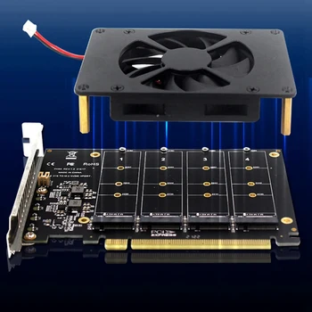 PCIEX16 NVME M2 MKEY SSD RAID Masyvas Plėtra Adapterio plokštę Plokštė PCIE Padalinta Kortelės