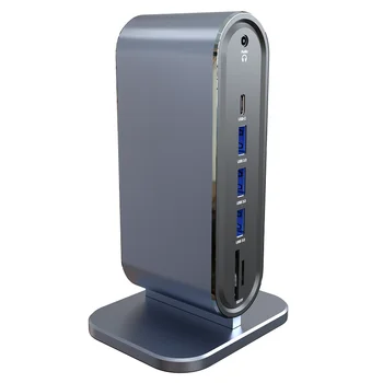 Tipas-C Nešiojamas Docking Station su HDMI VGA Adapteris USB3.0 Hub 100W PD Įkroviklis RJ45 LAN 